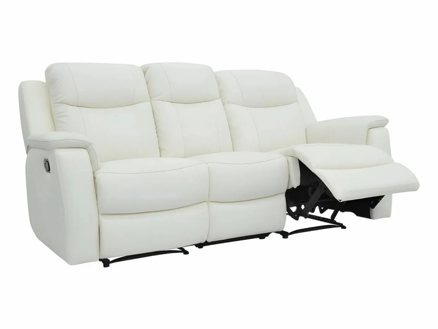 Vente-unique Sofá De Piel|Sofá Relax|Sofá 3 plazas relax de piel color blanco EVASION