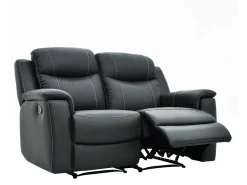 Sofá 3+2 plazas relax de piel en color gris EVASION^Vente-unique Sale
