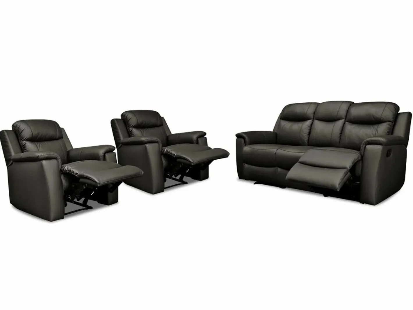 Vente-unique Sofá 3+1+1 plazas relax de piel color EVASION Negro Clearance