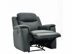 Sofá 3+2+1 plazas relax de piel en color gris EVASION^Vente-unique Clearance
