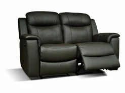 Vente-unique Sofá 3+2+1 plazas relax de piel color EVASION Negro
