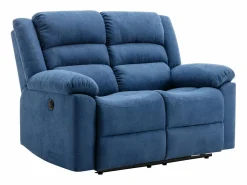 Vente-unique Sofá 2 plazas relax eléctrico de tela BUROLO Azul Clearance