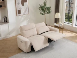 Vente-unique Sofá 3 plazas relax eléctrico en chenilla SCAMOCO Beige Discount