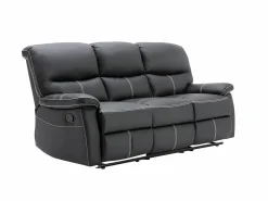 Vente-unique Sofá 3+1 plazas relax en piel sintética negra CANBY Negro Best