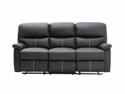 Vente-unique Sofá 3+1 plazas relax en piel sintética negra CANBY Negro Best