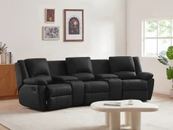Vente-unique Sofá De Piel|Sofá Relax|Sofá 3 plazas relax piel de becerro color AROMA
