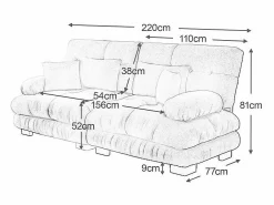 DripeX Sofá De Terciopelo|Sofás Club|Sofá 2 plazas - con 4 cojines - estructura madera maciza + tejido felpa - 220x77x81cm