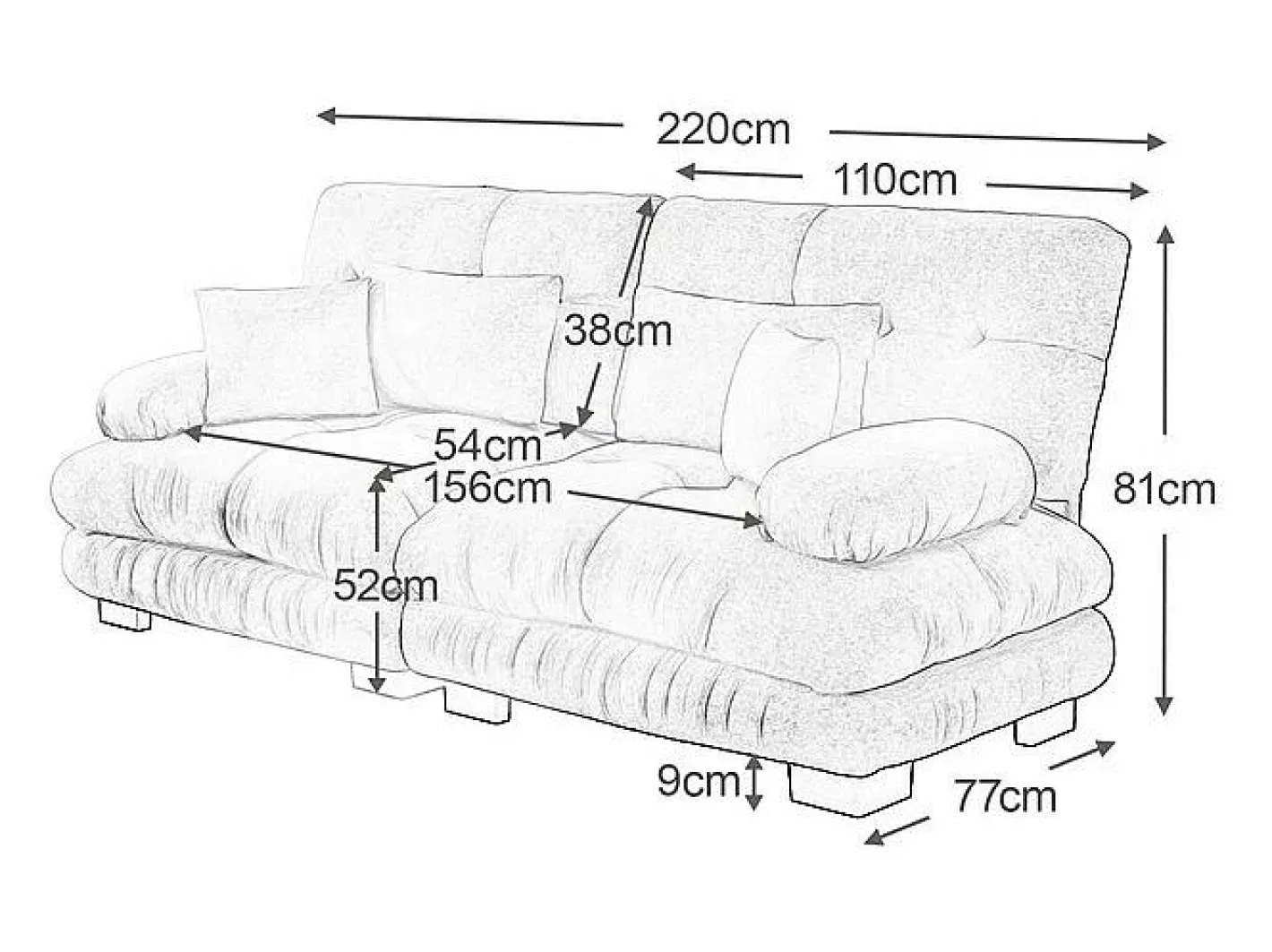 DripeX Sofá De Terciopelo|Sofás Club|Sofá 2 plazas - con 4 cojines - estructura madera maciza + tejido felpa - 220x77x81cm