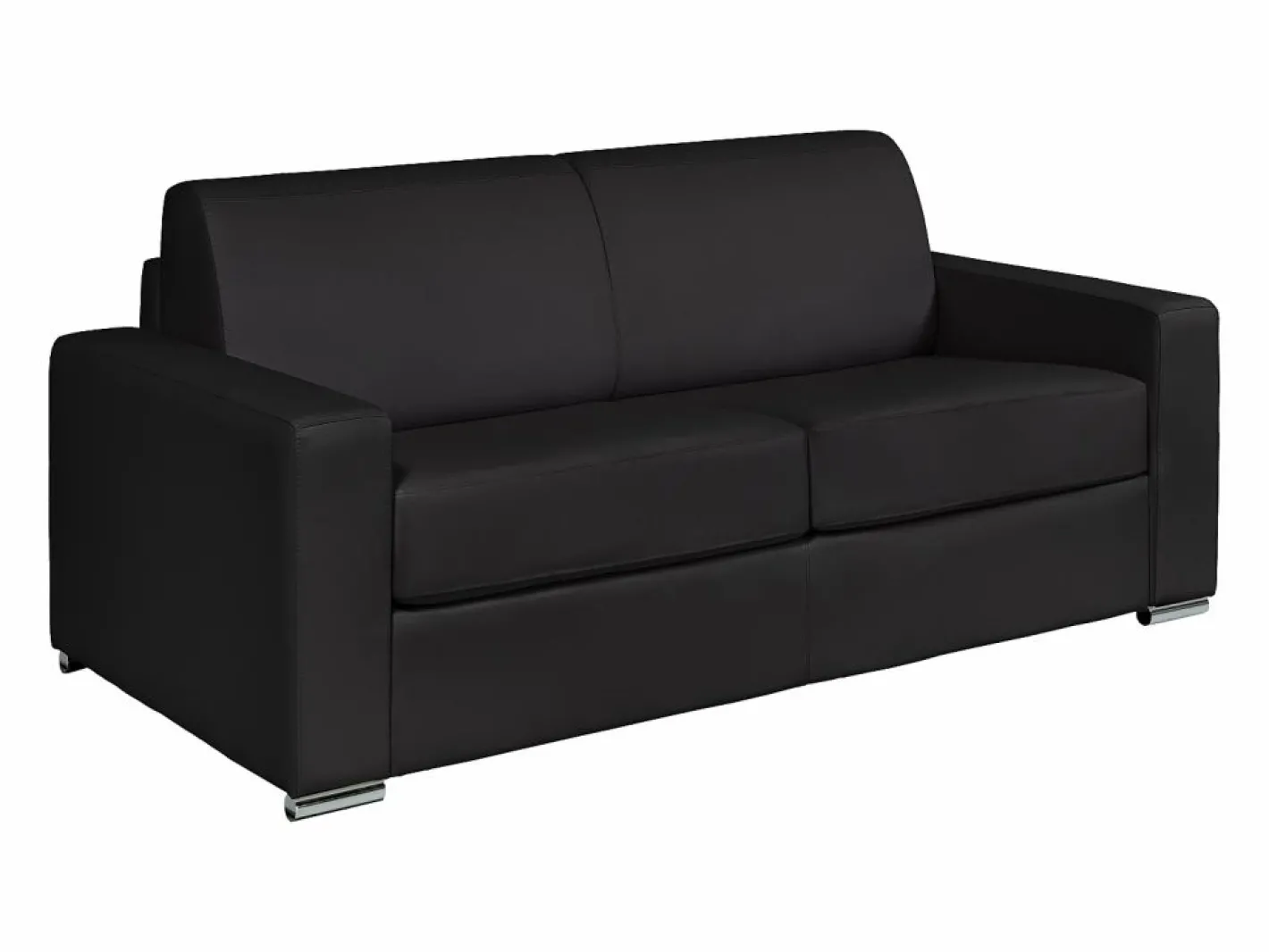 Vente-unique Sofá 3 plazas rápido en cuero - Cama de 140 cm - Colchón de 14 cm CALITO Negro