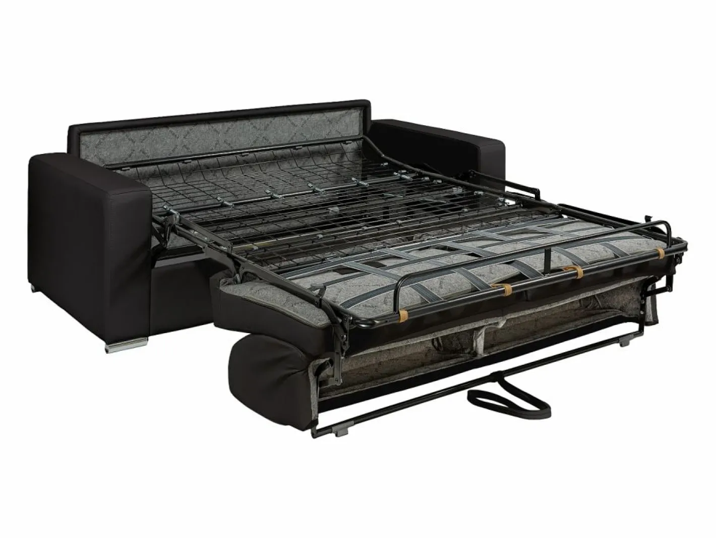 Vente-unique Sofá 3 plazas rápido en cuero - Cama de 140 cm - Colchón de 14 cm CALITO Negro