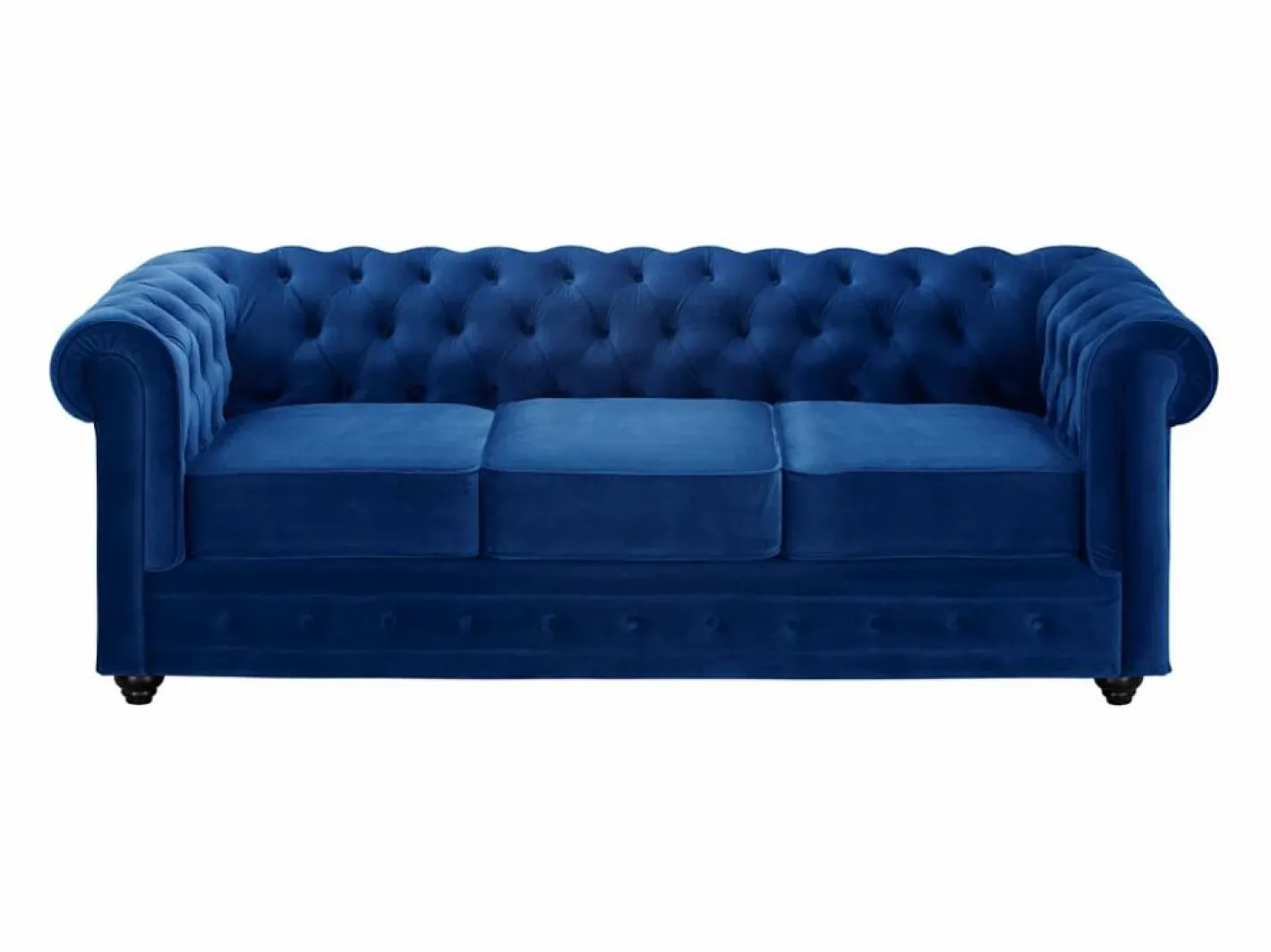 Sofá 3 plazas+2 sillones terciopelo azul noche CHESTERFIELD^Vente-unique Online