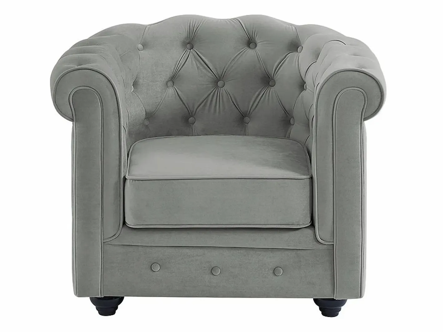 Sofá 3 plazas+2 sillones terciopelo gris plata CHESTERFIELD^Vente-unique Outlet