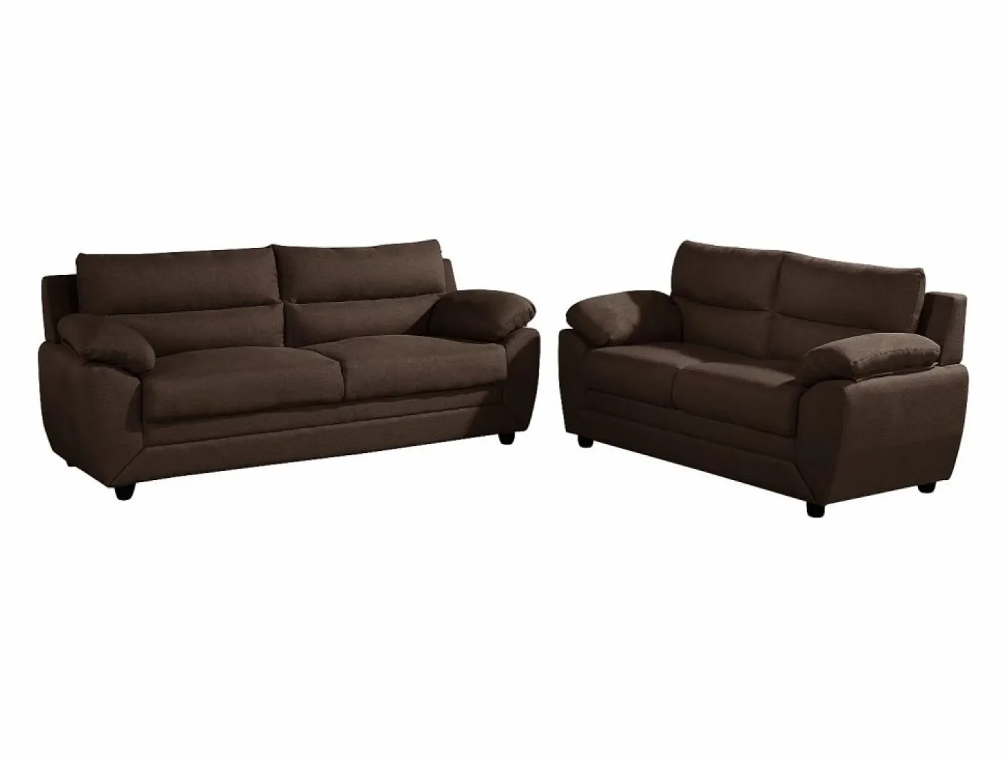 Vente-unique Conjunto Sofás|Sofá 3+2 plazas tapizado de tela en color marrón MANOA