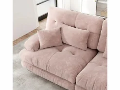 DripeX Sofá 4 plazas tejido felpa - con 6 cojines - estructura madera maciza - 406x77x81cm Rosa Best