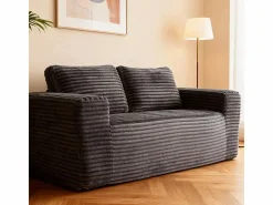 Sofá 2 Plazas, Terciopelo acanalado , 65cm prof. asiento, 2 cojines, 160x88x58cm^DripeX Outlet