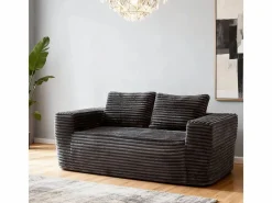 Sofá 2 Plazas, Terciopelo acanalado , 65cm prof. asiento, 2 cojines, 160x88x58cm^DripeX Outlet