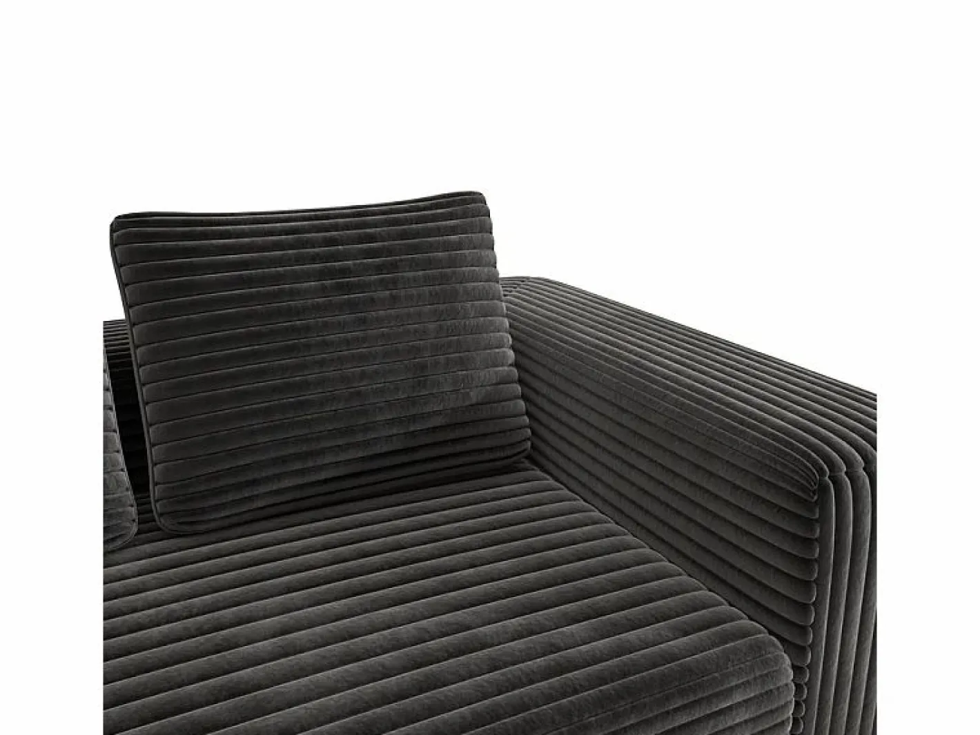 DripeX Sofá 2 Plazas, Terciopelo acanalado , 65cm prof. asiento, 2 cojines, 160x88x58cm Negro Best