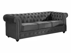 Vente-unique Sofás Chesterfield|Sofá 3 plazas terciopelo color CHESTERFIELD
