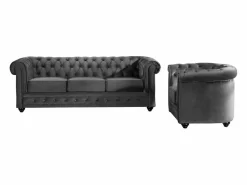 Sofá 3+1 plazas terciopelo CHESTERFIELD^Vente-unique Outlet