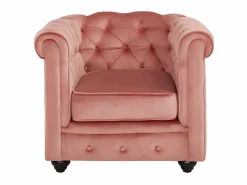 Sofá 3 plazas y 2 sillones de terciopelo rosa CHESTERFIELD^Vente-unique New