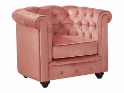 Sofá 3 plazas y 2 sillones de terciopelo rosa CHESTERFIELD^Vente-unique New