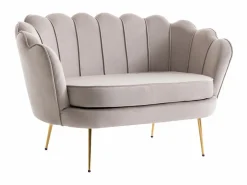 Vente-unique Sofá 2 plazas y sillón concha de terciopelo DANDELION Topo Clearance