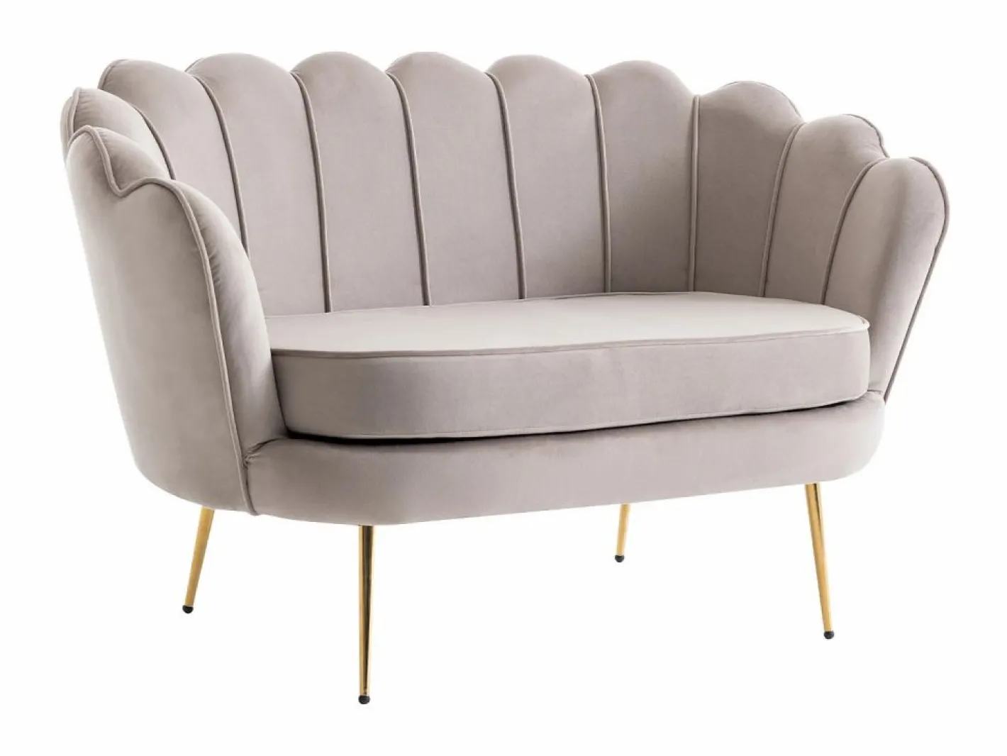 Vente-unique Sofá 2 plazas y sillón concha de terciopelo DANDELION Topo Clearance