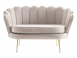 Vente-unique Sofá 2 plazas y sillón concha de terciopelo DANDELION Topo Clearance