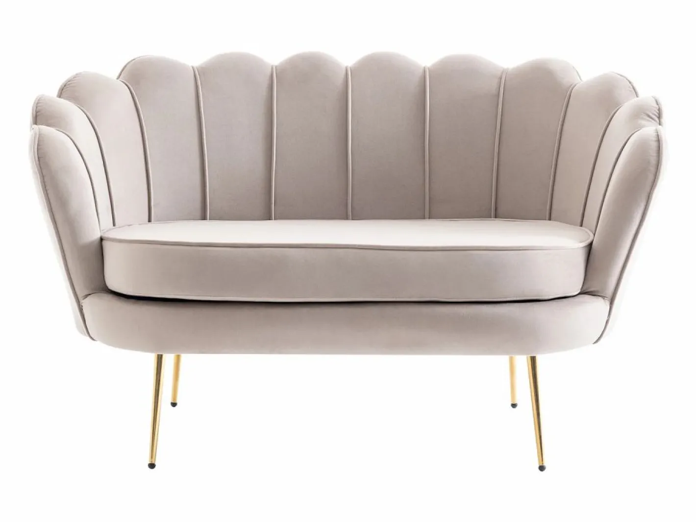 Vente-unique Sofá 2 plazas y sillón concha de terciopelo DANDELION Topo Clearance