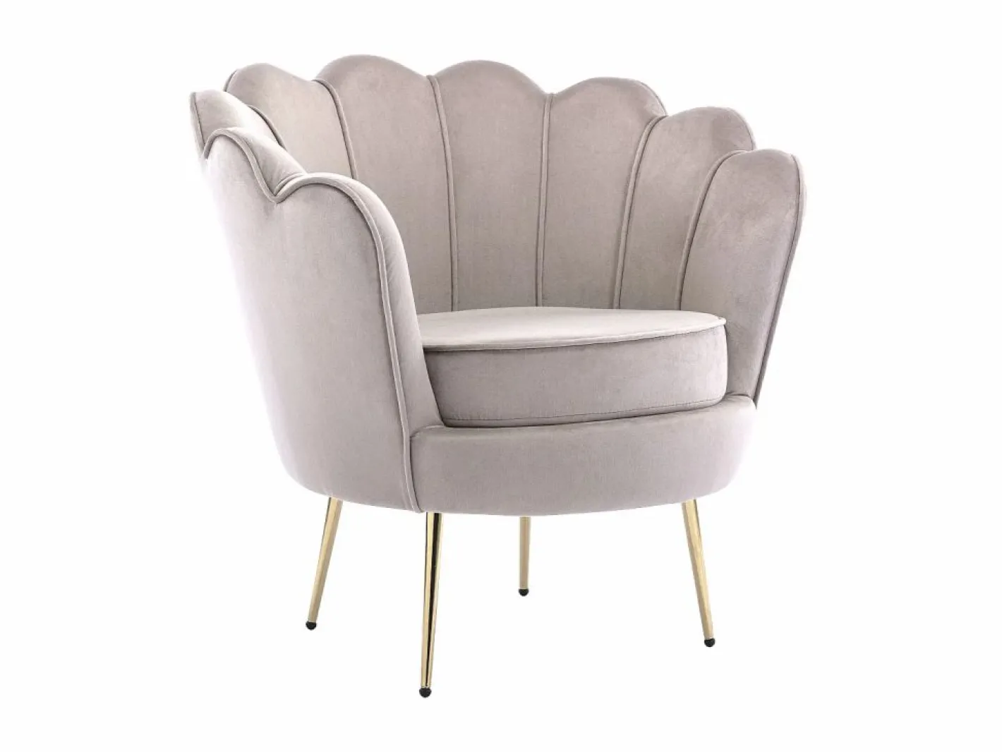 Vente-unique Sofá 2 plazas y sillón concha de terciopelo DANDELION Topo Clearance