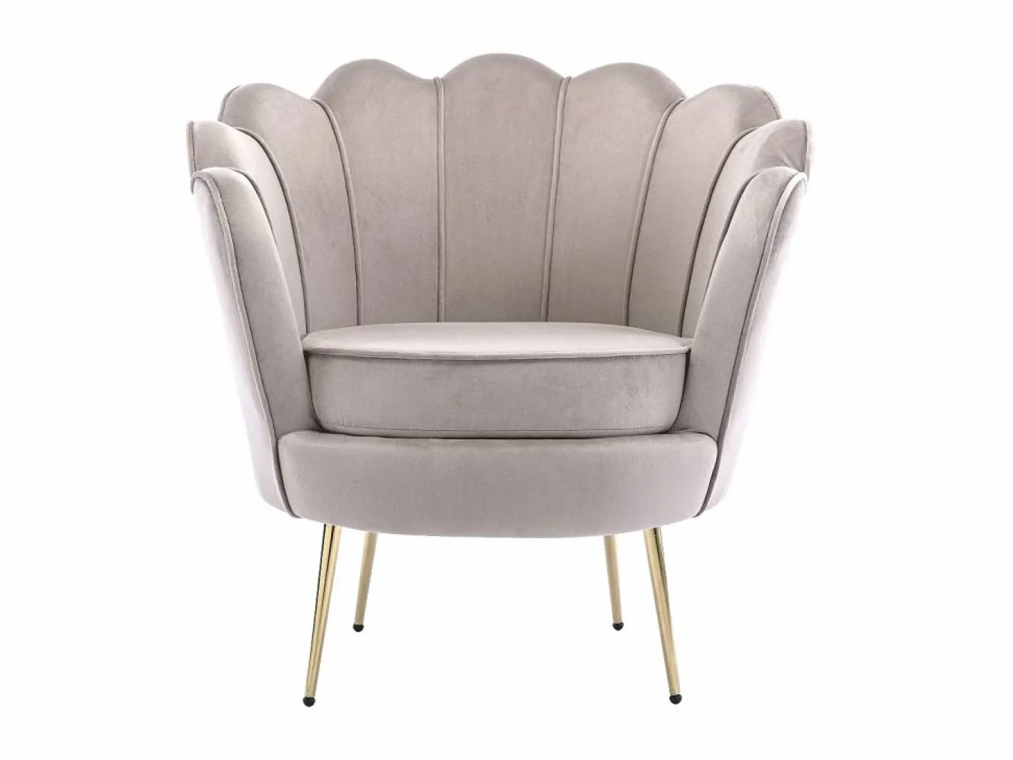 Vente-unique Sofá 2 plazas y sillón concha de terciopelo DANDELION Topo Clearance