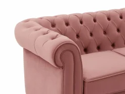 Sofá 3 plazas y sillón de terciopelo rosa CHESTERFIELD^Vente-unique New