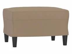 Clicnbuy Sofá 3 plazas y taburete cuero sintético color capuchino 180 cm Marru00f3n New