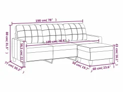 Clicnbuy Sofás De Piel Sintética|Sofá 3 plazas y taburete cuero sintético color capuchino 180 cm