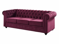 Sofá 3 plazas+sillón terciopelo color púrpura CHESTERFIELD^Vente-unique Sale