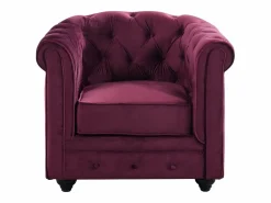 Sofá 3 plazas+sillón terciopelo color púrpura CHESTERFIELD^Vente-unique Sale