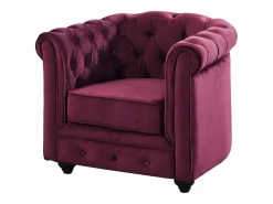 Sofá 3 plazas+sillón terciopelo color púrpura CHESTERFIELD^Vente-unique Sale