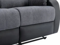 Sofá 3+2 relax de microfibra y piel sintética gris y negro BRODY^Vente-unique Sale