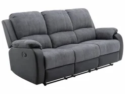 Sofá 3+2 relax de microfibra y piel sintética gris y negro BRODY^Vente-unique Sale