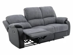 Sofá 3+2 relax de microfibra y piel sintética gris y negro BRODY^Vente-unique Sale