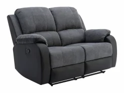 Sofá 3+2 relax de microfibra y piel sintética gris y negro BRODY^Vente-unique Sale