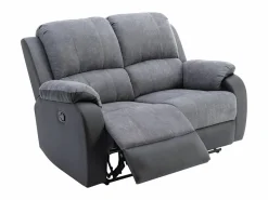 Sofá 3+2 relax de microfibra y piel sintética gris y negro BRODY^Vente-unique Sale