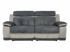 Vente-unique Sofá 3+1 relax manual de microfibra Antracita y rayas gris claro TALCA Gris antracita Online