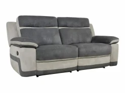 Vente-unique Sofá 3+1 relax manual de microfibra Antracita y rayas gris claro TALCA Gris antracita Online