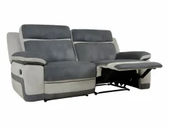Vente-unique Sofá 3+1 relax manual de microfibra Antracita y rayas gris claro TALCA Gris antracita Online