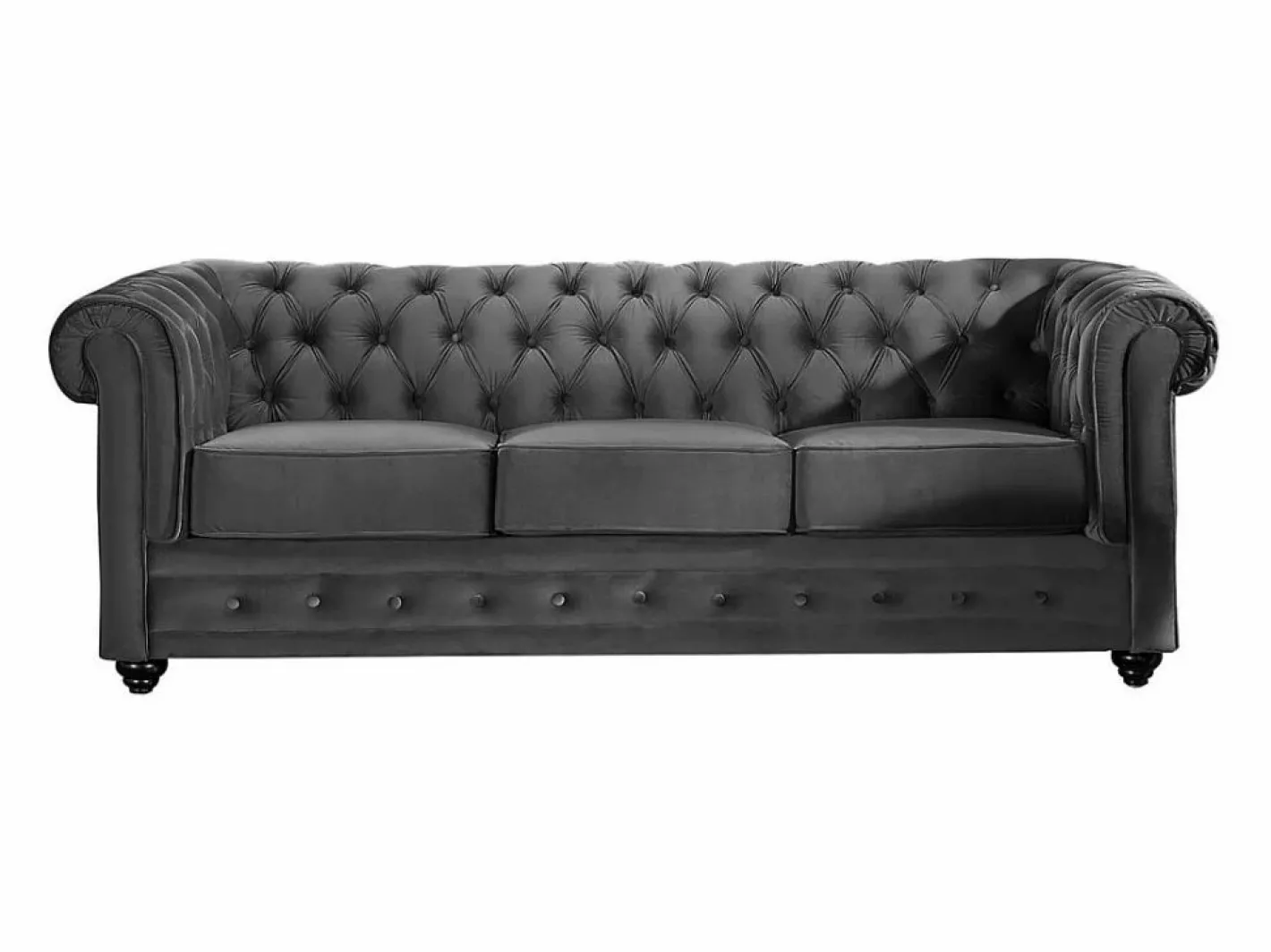 Vente-unique Sofá 3+1+1 terciopelo color CHESTERFIELD Gris antracita New