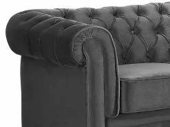 Vente-unique Sofá 3+1+1 terciopelo color CHESTERFIELD Gris antracita New