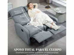 Homcom Sofá Andros reclinable 101x118x95 cm Gris New