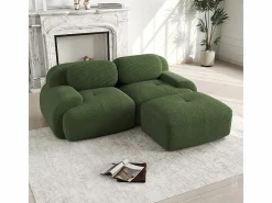 DripeX Sofá angular 2 plazas modular - de Pana - con 2 cojines y otomana - ergonómico - 208x178x75cm - Verde Hot