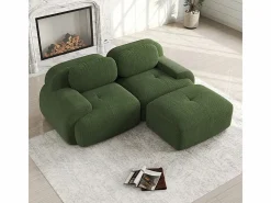 DripeX Sofá angular 2 plazas modular - de Pana - con 2 cojines y otomana - ergonómico - 208x178x75cm - Verde Hot